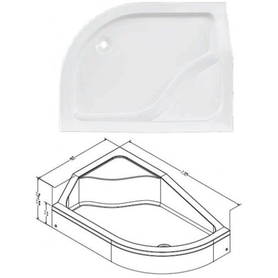 Asymmetric Sitting Shower Tray h:22|BAT-TAH-22