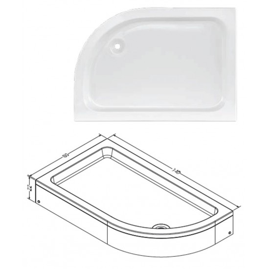 Asymmetric Shower Tray h:22|BAT-TAN-22