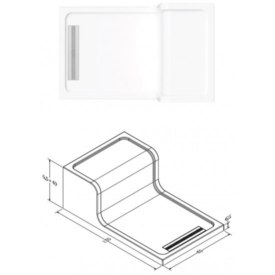 Rectangular Sitting Monoblock Shower Tray h:6,5|BAT-TR4-06