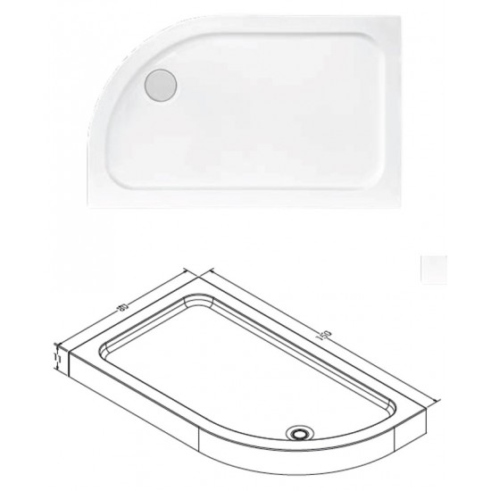 Asymmetric Monoblock Shower Tray h:11|BAT-TAM-13