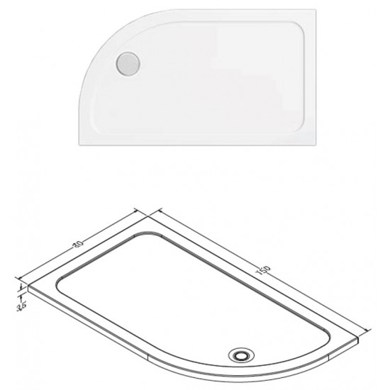 Asymmetric Slim Shower Tray h:3,5|BAT-TAS-03