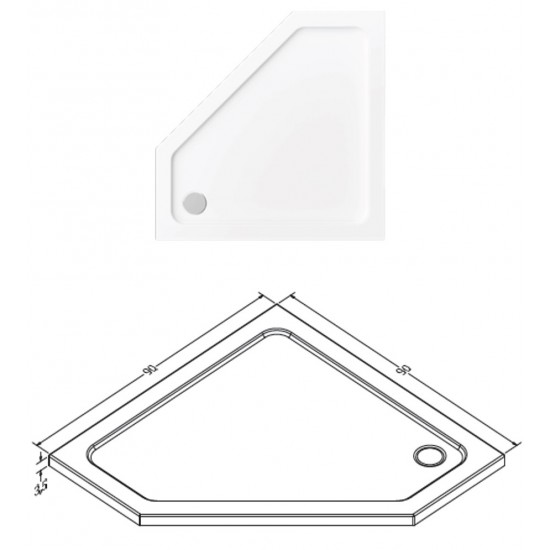 Pentagonal Slim Shower Tray h:3,5|BAT-TPS-03
