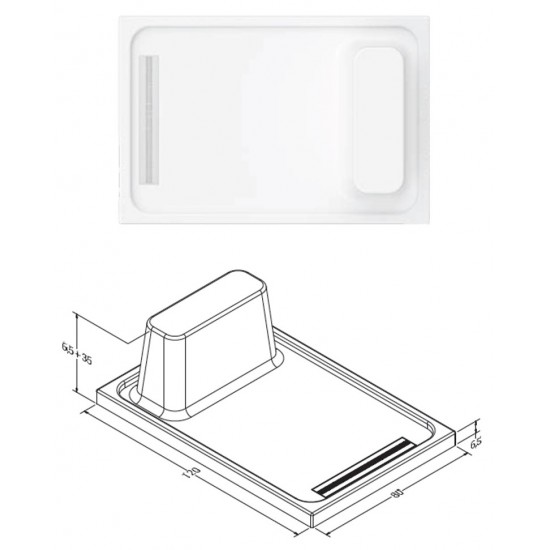 Rectangular Sitting Monoblock Shower Tray h:6,5|BAT-TR3-06