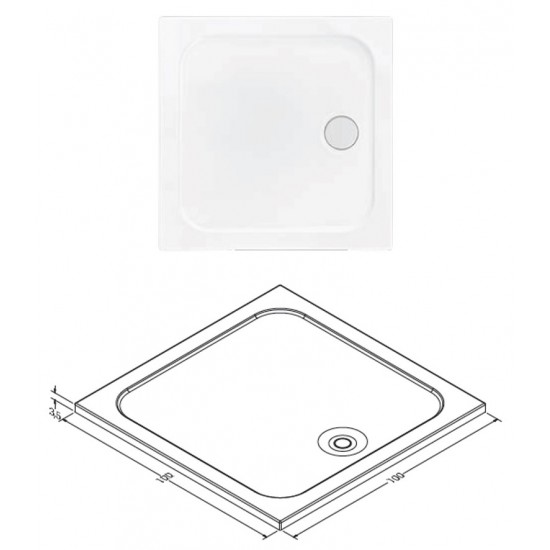 Square Slim Shower Tray h:3,5|BAT-TSS-03